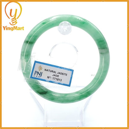 Jade Bangle 55mm PNJ171813 Certified | Natural Color Green White to Green, Grey Jadeite Jade Bracelet for Men, Women, Grandmother, Sister