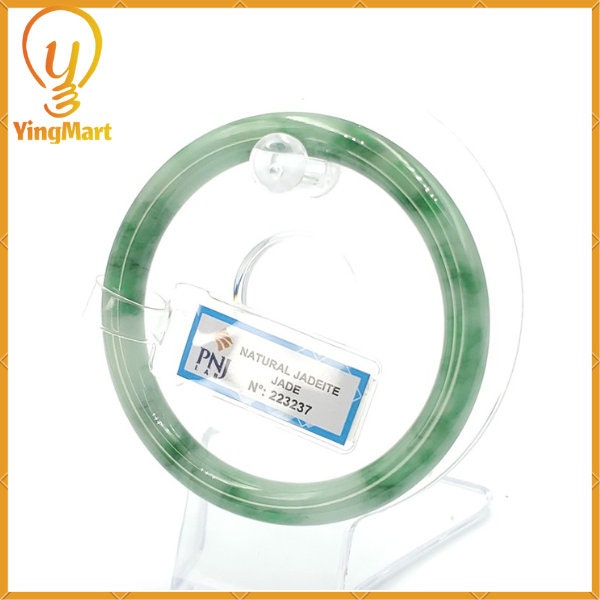 Jade Bangle 58mm PNJ223237 Certified | Natural Color Green White to Green, Black Grey Jadeite Jade Bracelet for Men, Women, Grandmother