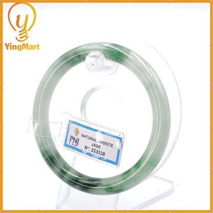 YingCollection 59mm PNJ223238 Certified Natural Color Green With Black Brown Spot Jadeite Jade Bangle Bracelet, Real Gemstone, Jewelry