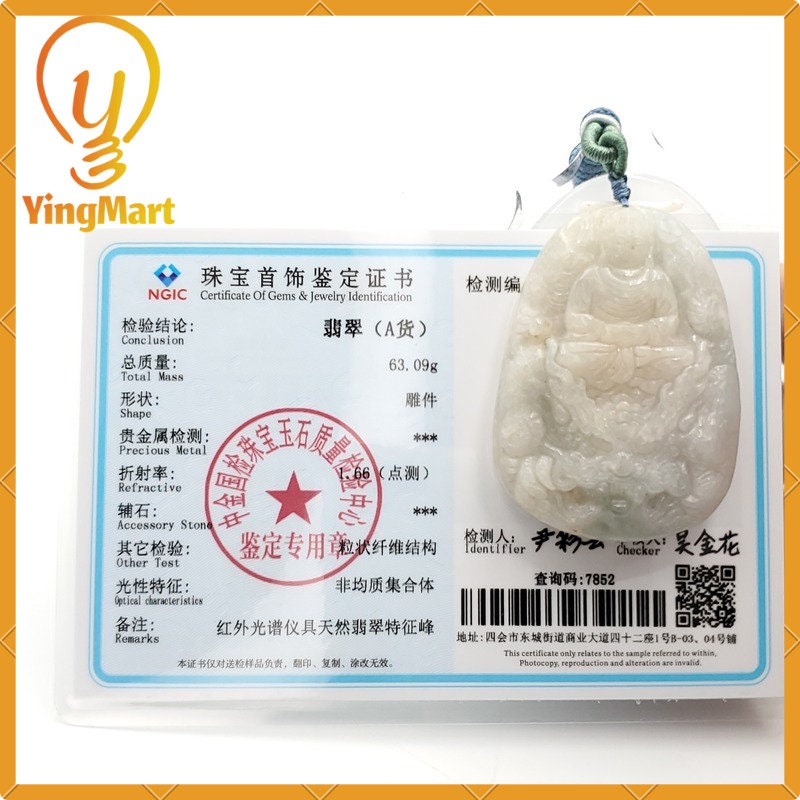 Yingmart Good Price 100% Natural Jadeite  Jade Pendant Natural Grade A  Hand Carved Dragon Kwanyin Guanyin Burmese Myanmar Genuine  Type A