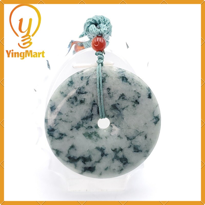 Yingmart  100% Natural Burma Jade Donut Pendant, Genuine MyanmarJadeite Real Jade Grade A Type A Hand Craved