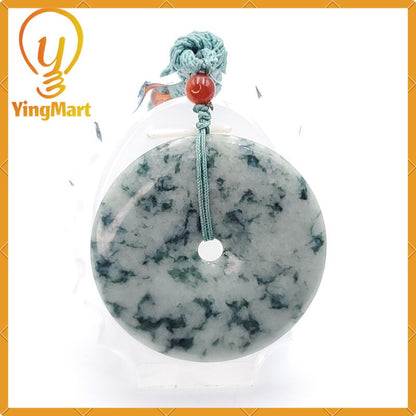 Yingmart  100% Natural Burma Jade Donut Pendant, Genuine MyanmarJadeite Real Jade Grade A Type A Hand Craved