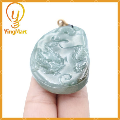 Yingmart  100% Natural Myanmar Jade Pendant Hand Carved Dragon Myanmar Genuine Jadeite Real Jade Grade A Type A