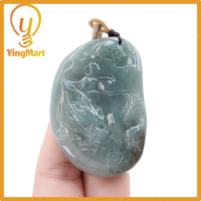 Yingmart  100% Natural Myanmar Jade Pendant Hand Carved Dragon Myanmar Genuine Jadeite Real Jade Grade A Type A