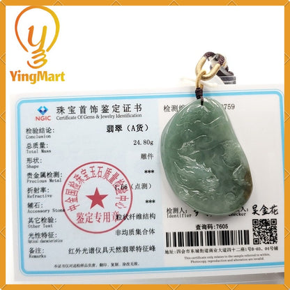 Yingmart  100% Natural Myanmar Jade Pendant Hand Carved Dragon Myanmar Genuine Jadeite Real Jade Grade A Type A