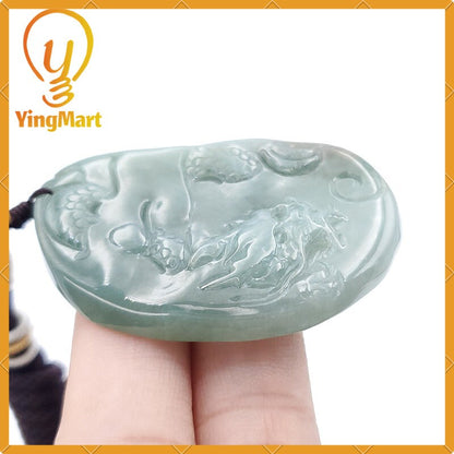 Yingmart  100% Natural Myanmar Jade Pendant Hand Carved Dragon Myanmar Genuine Jadeite Real Jade Grade A Type A