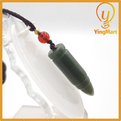 Yingmart Natural 100% Nephrite Rectangular Smooth Pendant Hand Carved  Burmese Myanmar Genuine Real Jade Grade A Type A