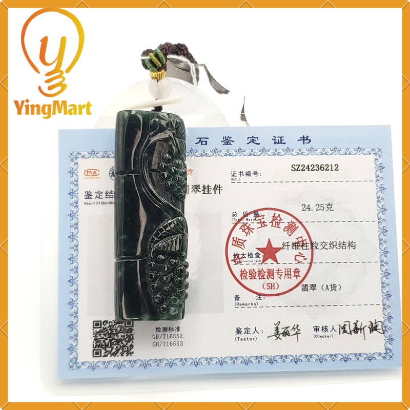 Yingmart Jade Pendant 100% Natural Burmese Myanmar Genuine Jadeite Real Jade Grade A Type A Hand Carved
