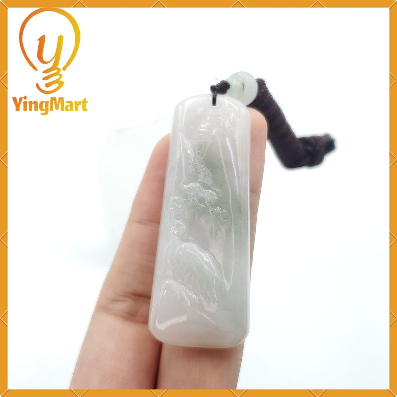 Yingmart Translucent Landscape Hand Carved 100% Genuine Jadeite Jade  Burmese Myanmar Real Jade Grade A Type A