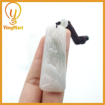 Yingmart Translucent Landscape Hand Carved 100% Genuine Jadeite Jade  Burmese Myanmar Real Jade Grade A Type A