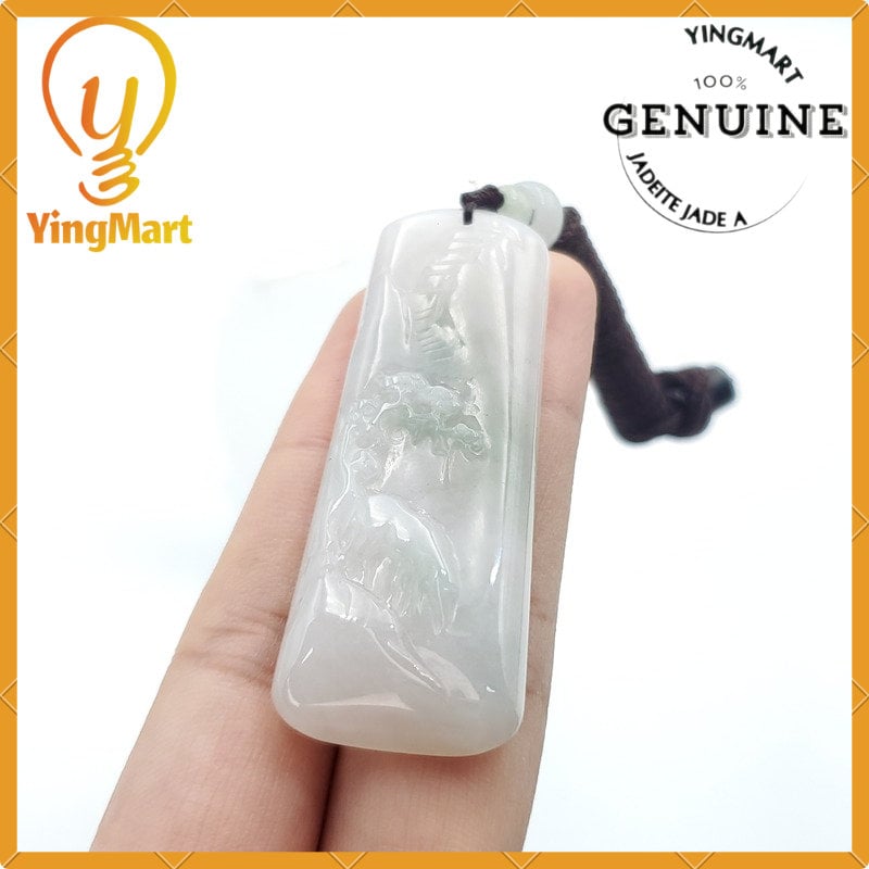 Yingmart Translucent Landscape Hand Carved 100% Genuine Jadeite Jade  Burmese Myanmar Real Jade Grade A Type A