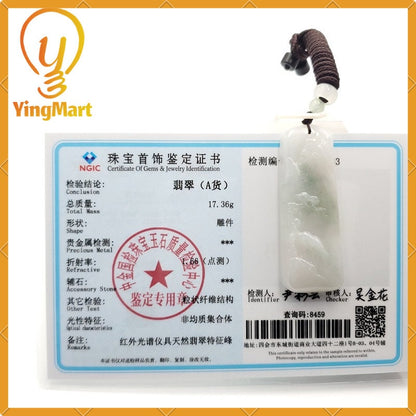 Yingmart Translucent Landscape Hand Carved 100% Genuine Jadeite Jade  Burmese Myanmar Real Jade Grade A Type A