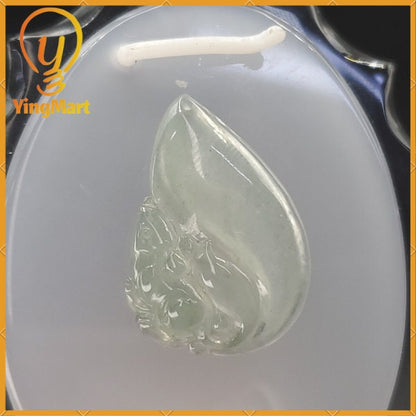 Yingmart Translucent Icy White Chipmunk Burmese Myanmar Genuine Jadeite Jade Grade A Hand Craving  Pedant