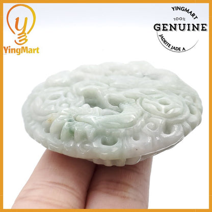 Yingmart Jade Dragon and Phoenix Jade Pendant Genuine Jadeite Real Jade Type A Grade A Hand Carved
