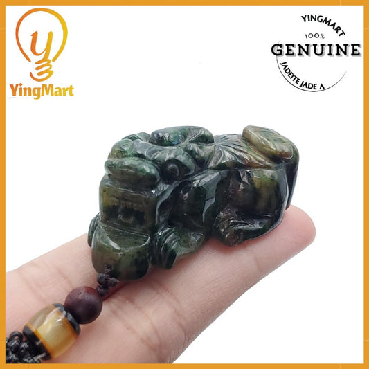Yingmart Natural Marble PiXiu Pendant Genuine Jadeite Real Jade Type A Grade A Type A Hand Carved