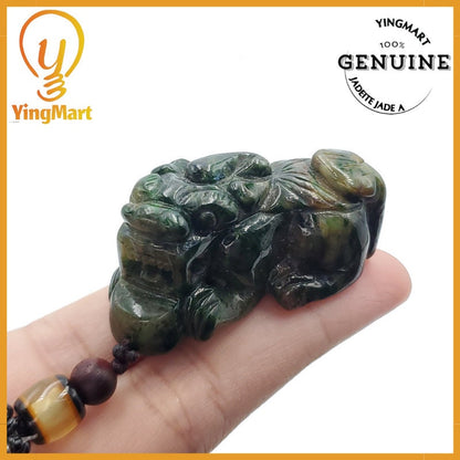 Yingmart Natural Marble PiXiu Pendant Genuine Jadeite Real Jade Type A Grade A Type A Hand Carved