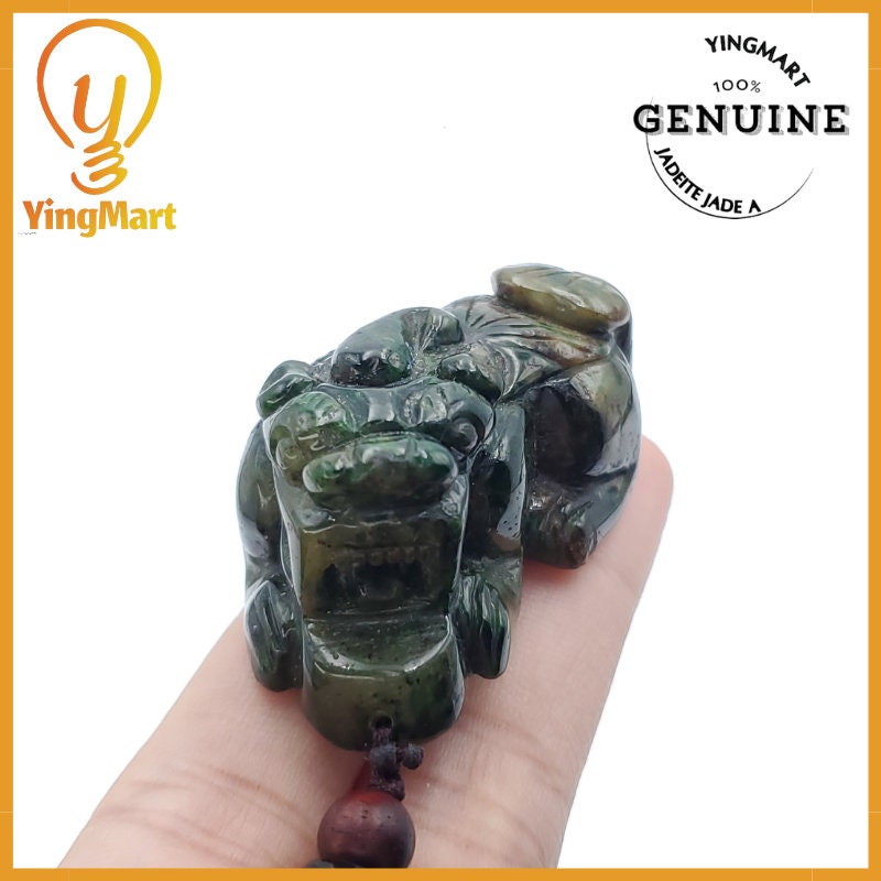 Yingmart Natural Marble PiXiu Pendant Genuine Jadeite Real Jade Type A Grade A Type A Hand Carved