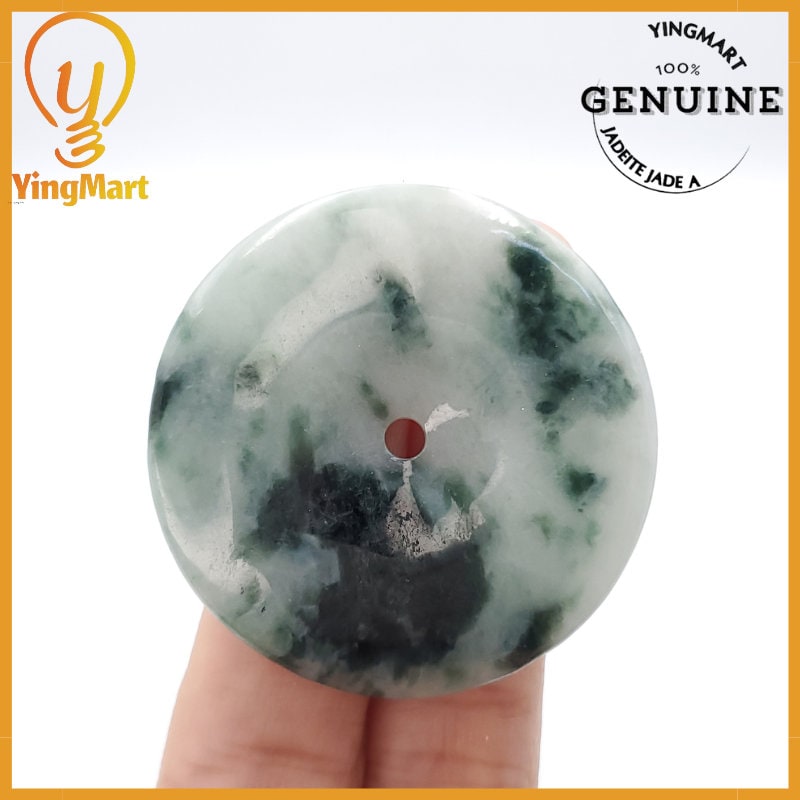 Yingmart Donut Jade Pendant 100% Genuine Jadeite Real Jade Type A Grade A Type A Hand Carved