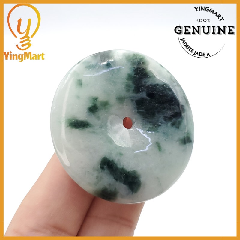Yingmart Donut Jade Pendant 100% Genuine Jadeite Real Jade Type A Grade A Type A Hand Carved