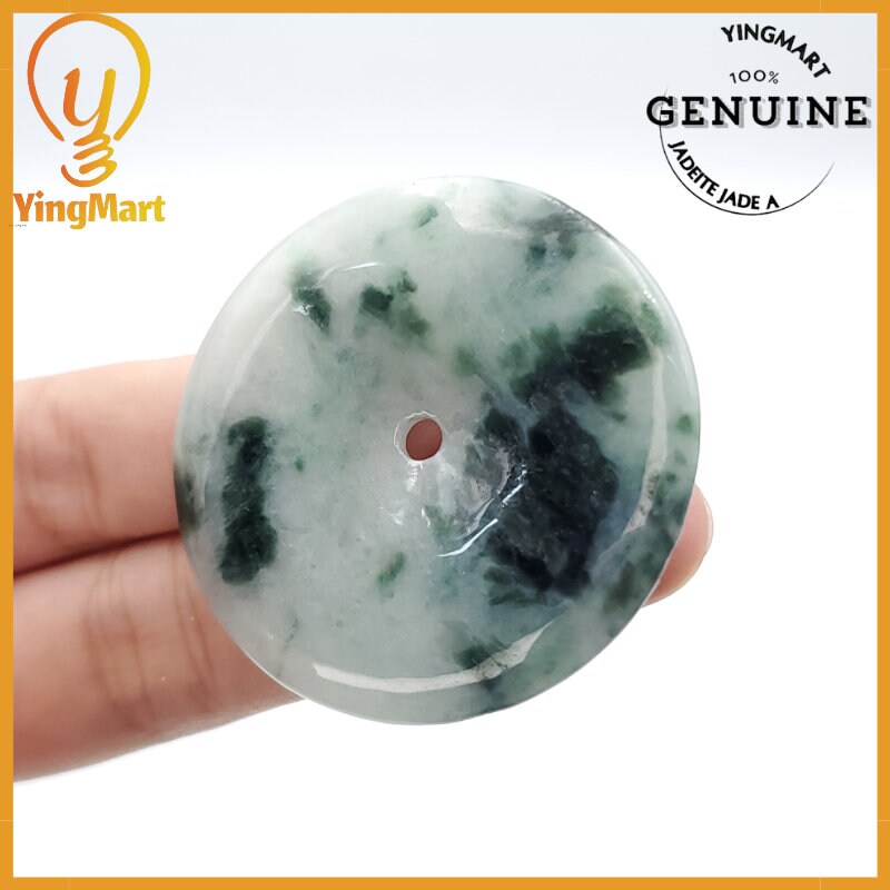 Yingmart Donut Jade Pendant 100% Genuine Jadeite Real Jade Type A Grade A Type A Hand Carved