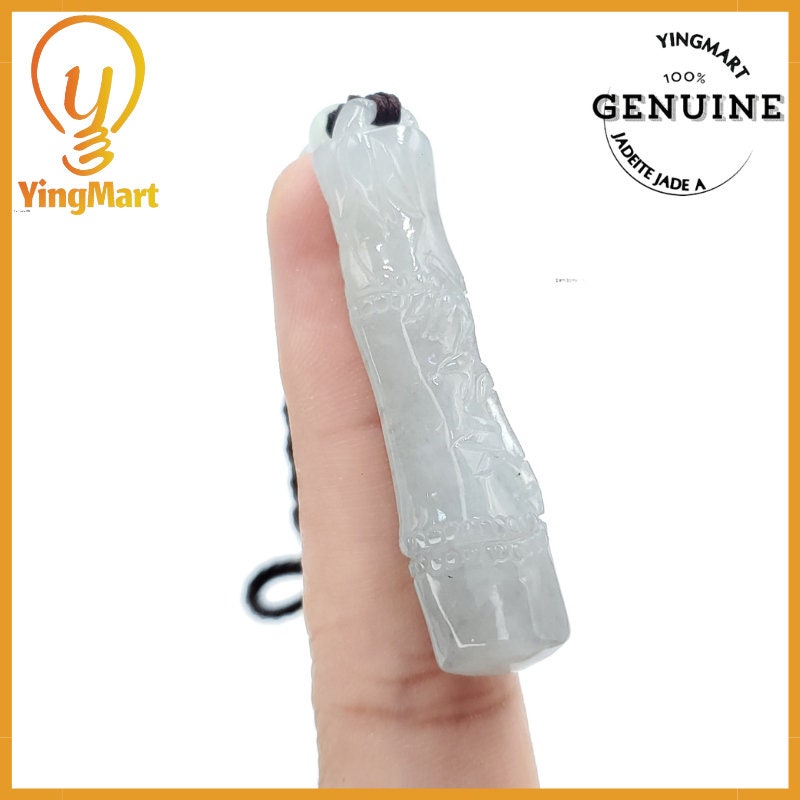 Yingmart 100% Natural Genuine Jadeite Type A Jadeite Bamboo Pendant Real Jade Type A Grade A Hand Carved