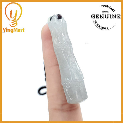 Yingmart 100% Natural Genuine Jadeite Type A Jadeite Bamboo Pendant Real Jade Type A Grade A Hand Carved