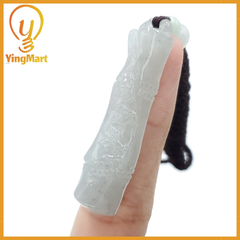 Yingmart 100% Natural Genuine Jadeite Type A Jadeite Bamboo Pendant Real Jade Type A Grade A Hand Carved