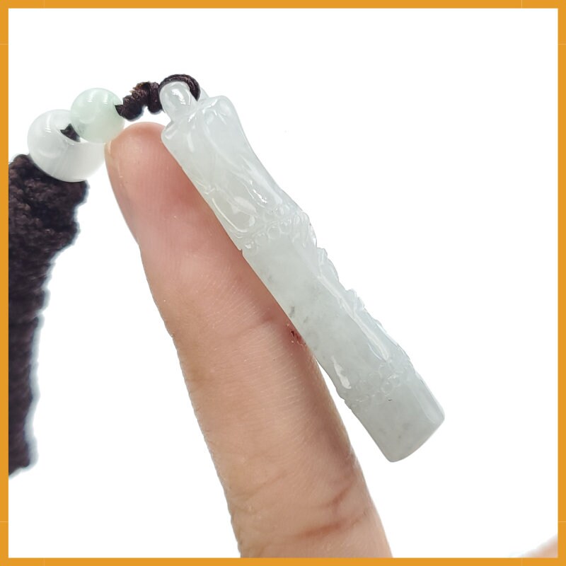 Yingmart 100% Natural Genuine Jadeite Type A Jadeite Bamboo Pendant Real Jade Type A Grade A Hand Carved