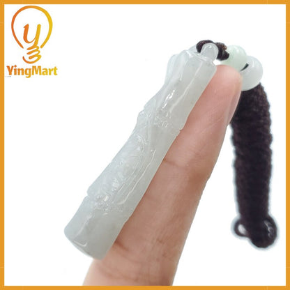 Yingmart 100% Natural Genuine Jadeite Type A Jadeite Bamboo Pendant Real Jade Type A Grade A Hand Carved
