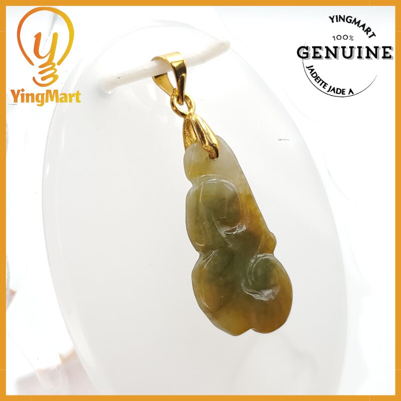 Yingmart Ruyi Jade Pendant 100% Genuine Jadeite Real Jade Type A Grade A Hand Carved
