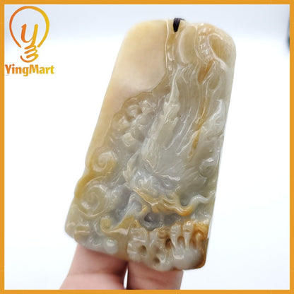 Yingmart 100% Genuine Jadeite Jade Dragon Pendant  Real Jade Type A Grade A Hand Carved