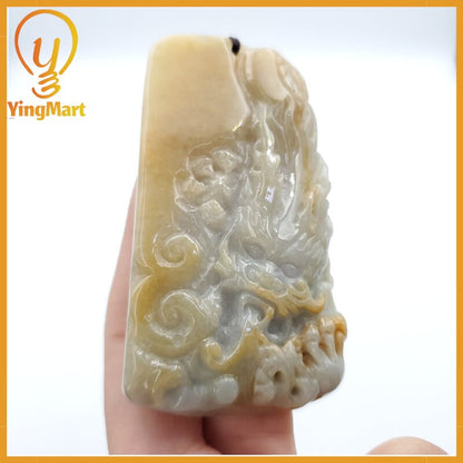 Yingmart 100% Genuine Jadeite Jade Dragon Pendant  Real Jade Type A Grade A Hand Carved