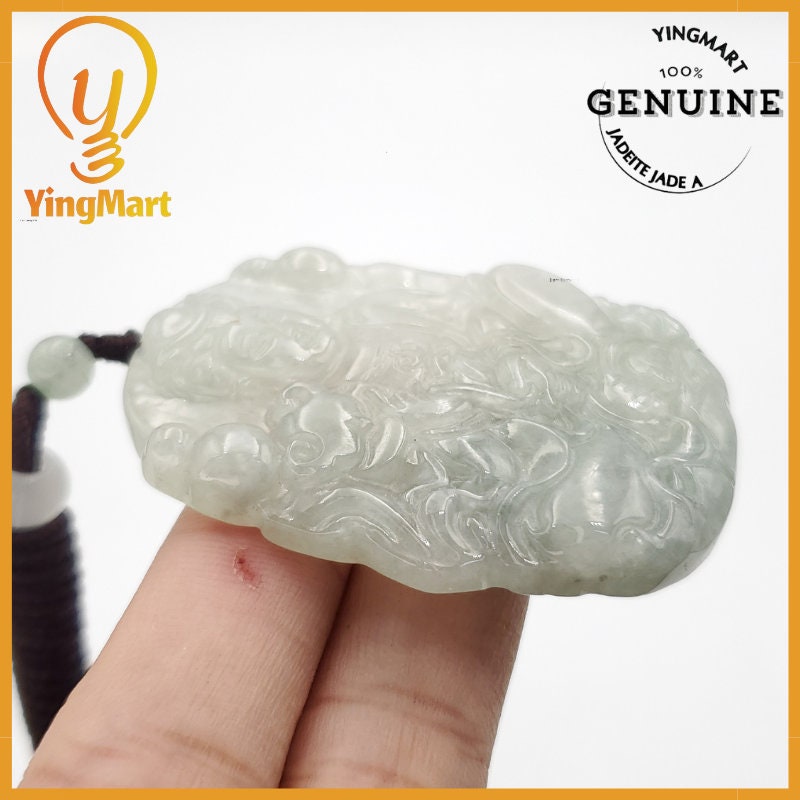 Yingmart Translucent Guan Yin Pendant Genuine Jadeite Real Jade Type A Grade A Hand Carved