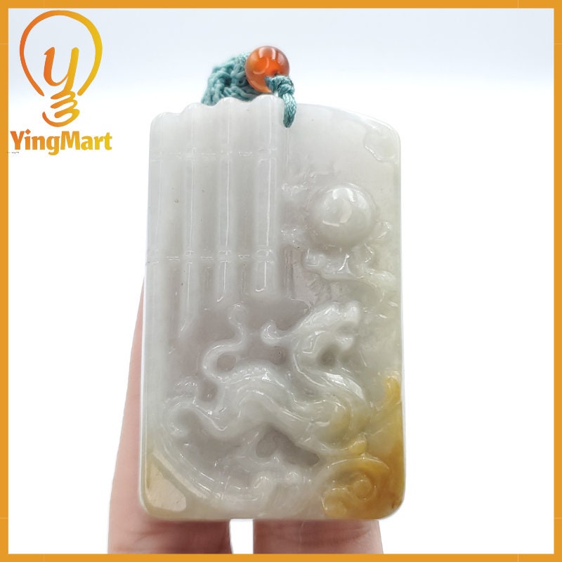 Yingmart Dragon Genuine Jadeite Jade Pendant  Real Jade Type A Grade A Hand Carved