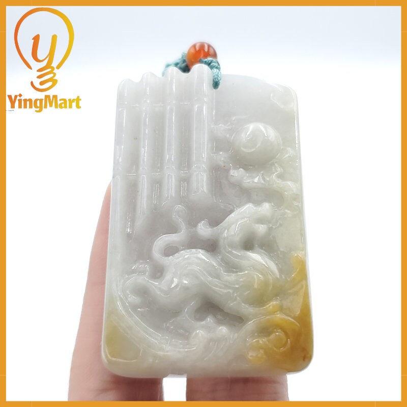 Yingmart Dragon Genuine Jadeite Jade Pendant  Real Jade Type A Grade A Hand Carved