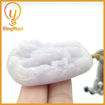 Yingmart Translucent Guan Gong Jade Pendant Genuine Jadeite Real Jade Type A Grade A Hand Carved