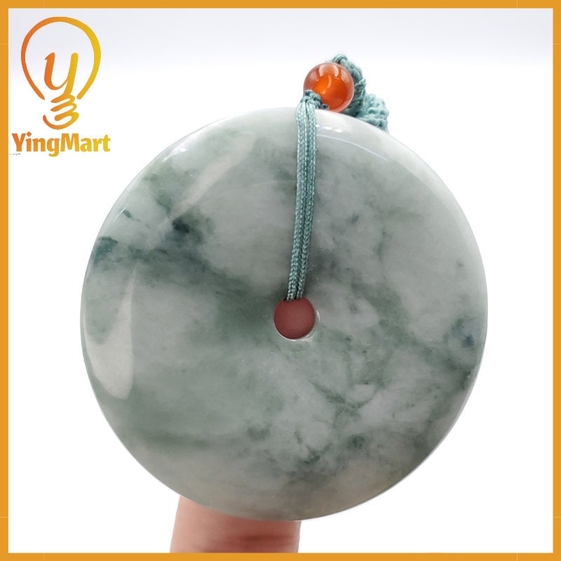 Yingmart Donut Jade Pendant 100% Genuine Jadeite Real Jade Type A Grade A Type A Hand Carved