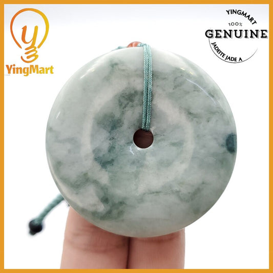 Yingmart Donut Jade Pendant 100% Genuine Jadeite Real Jade Type A Grade A Type A Hand Carved