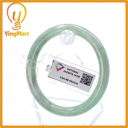 Yingmart 53mm LIULAB Certified Genuine Green Natural Jadeite Jade Thick Bangle Bracelets, Real Gemstone Bracelet, Vintage Jewelry