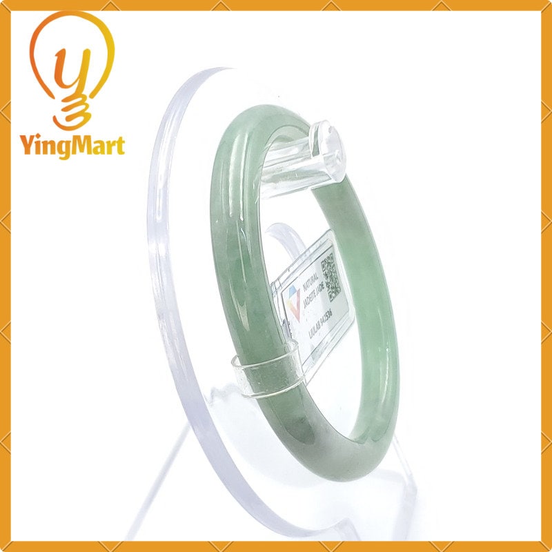 Yingmart 53mm LIULAB Certified Genuine Green Natural Jadeite Jade Thick Bangle Bracelets, Real Gemstone Bracelet, Vintage Jewelry