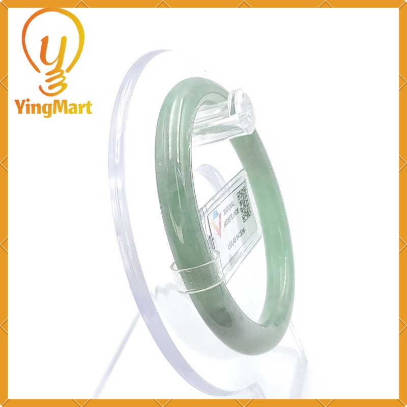 Yingmart 53mm LIULAB Certified Genuine Green Natural Jadeite Jade Thick Bangle Bracelets, Real Gemstone Bracelet, Vintage Jewelry