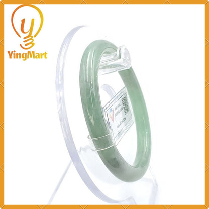 Yingmart 53mm LIULAB Certified Genuine Green Natural Jadeite Jade Thick Bangle Bracelets, Real Gemstone Bracelet, Vintage Jewelry