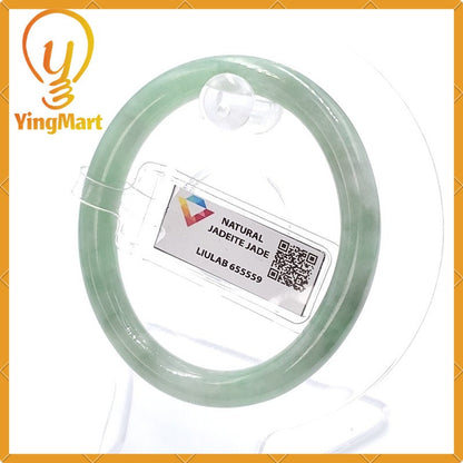 Yingmart 53mm LIULAB Certified Genuine Green Natural Jadeite Jade Thick Bangle Bracelets, Real Gemstone Bracelet, Vintage Jewelry