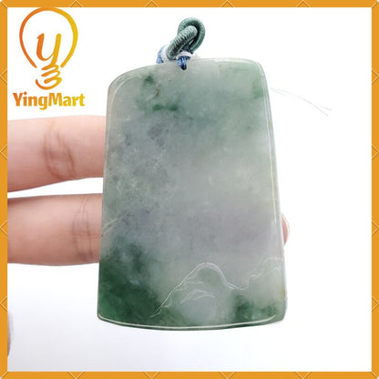 Yingmart Landscape Pendant  Hand Carved 100% Genuine Jadeite Jade  Burmese Myanmar Real Jade Grade A Type A
