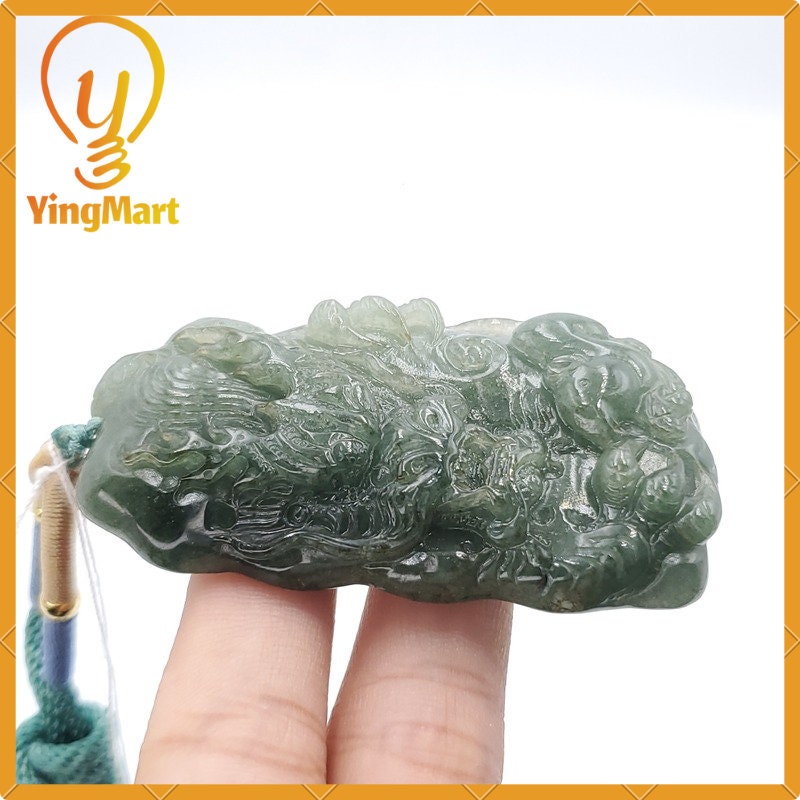 Yingmart 100% Natural Jade Dragon Pendant  Burmese Myanmar Genuine Jadeite Real Jade Grade A Type A