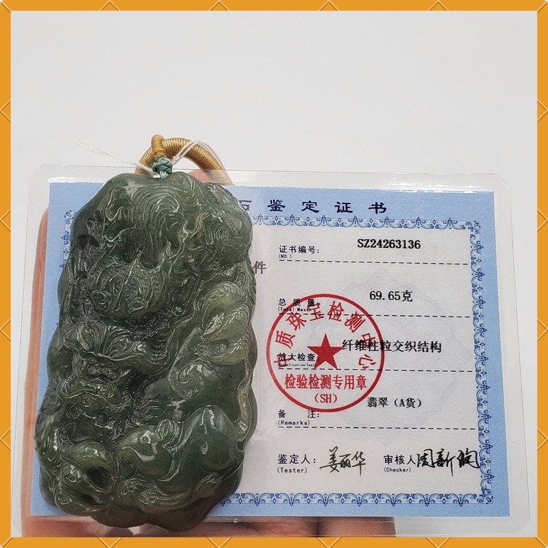 Yingmart 100% Natural Jade Dragon Pendant  Burmese Myanmar Genuine Jadeite Real Jade Grade A Type A