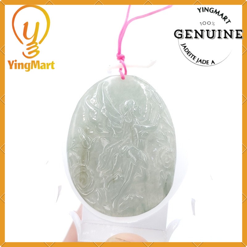 Yingmart Fairy Tale Pendant 100%  Genuine Jadeite Real Jade Type A Grade A Hand Carved