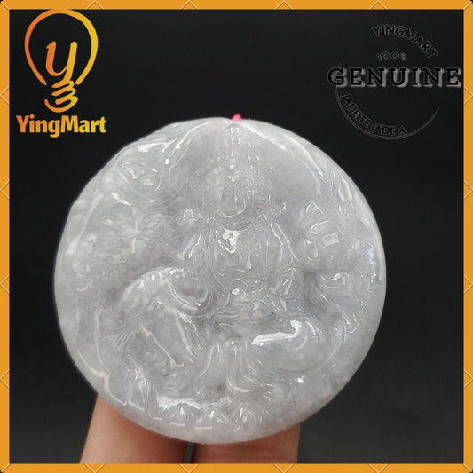 Yingmart 100% Natural Myanmar Jade Buddha Guan Yin Pendant Genuine Jadeite Real Jade Type A Grade A Type A Hand Carved