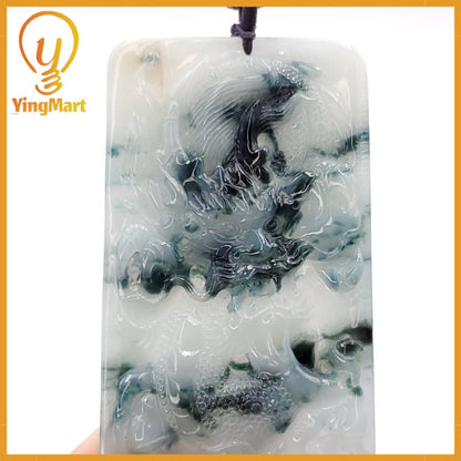 Yingmart Jade Dragon Necklace 100% Natural Genuine Jadeite Real Jade Type A Grade A Type A Hand Carved