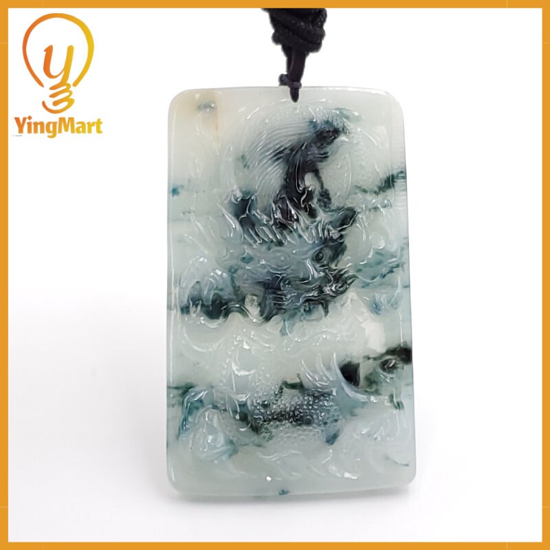 Yingmart Jade Dragon Necklace 100% Natural Genuine Jadeite Real Jade Type A Grade A Type A Hand Carved